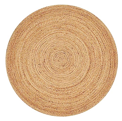 Savi Home Hand Woven Jute Braided Rug, 6' Round - Natural, Reversible Area Rugs for Living Room, Farmhouse, Kitchen, Handcrafted 6 Feet Round Area Rugs - Natural - color: Natural, size: 6' (Round)