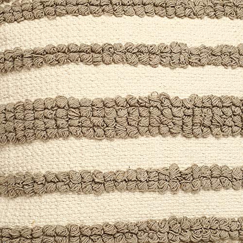 · REDEARTH · Boho Textured Throw Pillow Cushion Covers - Woven Tufted Decorative Farmhouse Cases Set for Couch - Sofa - Farmhouse - Chair - Dining - Patio - 100% Cotton (18x18 ; Natural) Pack of 2 - color: Linear Obsession Natural, size: 18" x 18" (Pack o