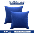 MIULEE Velvet Throw Pillow Covers 20x20 Inch, Pack of 2 - Royal Blue, Soft Solid Decorative Pillow Covers Cushion Cases Modern Luxury Home Decor for Couch Sofa Bedroom Livingroom