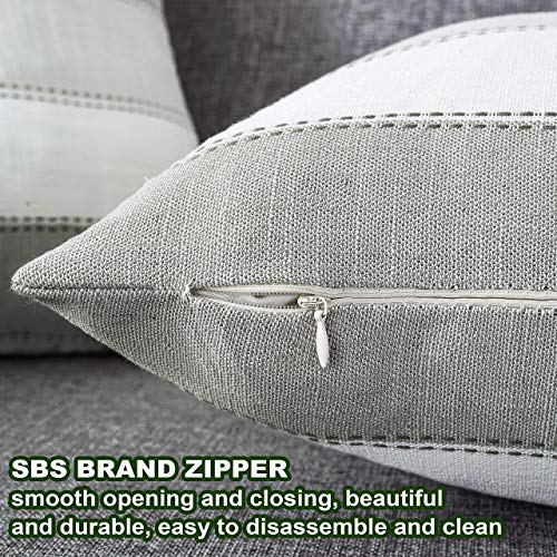 AmHoo Pack of 2 Farmhouse Stripe Check Throw Pillow Covers Set Case Cotton Linen Decorative Pillowcases Cushion Cover for Couch Bench Sofa 16x16Inch Yellow Beige - color: Yellow Beige, size: 16" x 16" (Pack of 2)
