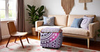 CRAFT KALA Large Hippie Mandala Meditation Floor Ottoman Pillow Cushion Pouf Cover Square Poufs Cover Bohemian Circle Floor Cushion Cover Outdoor Fireplace Living Room Decor 22X22X14 inches,Pink Ombre
