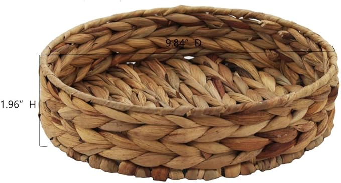 Fruit Tray Weaving by Grass, Round Bins for Vegetable, Arts and Crafts. (Small)