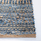 SAFAVIEH Cape Cod Collection Area Rug - 10' Square, Natural & Blue, Handmade Flat Weave Coastal Braided Jute, Ideal for High Traffic Areas in Living Room, Bedroom (CAP353A) - size: 10' x 10' (Square)