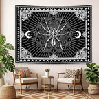 UHOMETAP Mandala Spider Wall Art - Bohemian Tapestry With Starry Sky and Moon Pattern for Living Room, Bedroom, Office - 80x60 Inches