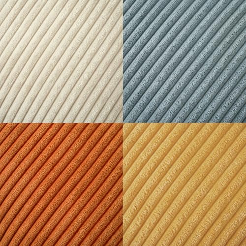 Volcanics Set of 4 Orange Teal Corduroy Decorative Couch Throw Pillow Covers 18x18 Inch, Western Modern Farmhouse Striped Cushion Cases, Soft Boho Square Accent Pillow Covers for Home Sofa - color: Orange Teal, size: 18" x 18" (Pack of 4)