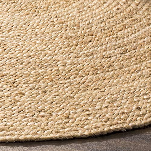 SAFAVIEH Area Rug 3' Round - Natural Fiber Collection - Natural Brown, Handmade Jute, Braided Border Design (NF801N) - color: Natural, size: 3' (Round)