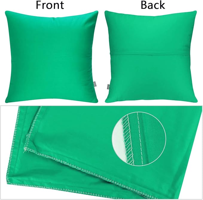 Thmyo 4-Pack 100% Cotton Decorative Throw Pillow Cases, 26x26 inch/ 66x66cm, Bright Green