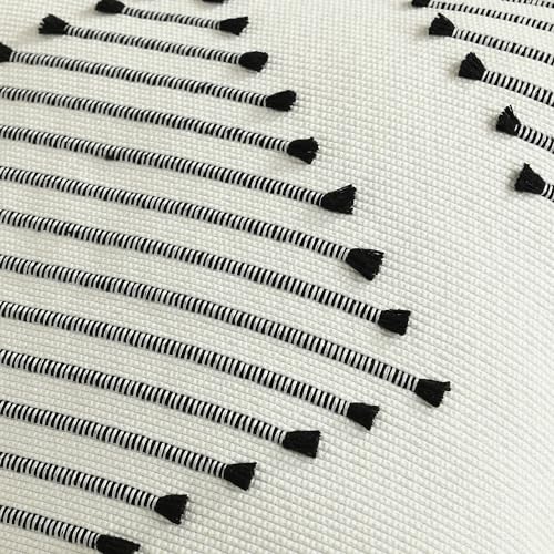Boho Throw Pillow Covers 18x18 Inch Farmhouse Decorative Accent Woven Pillow Covers for Couch Bed Sofa Black and White Pillow case Home Decor, Black and Cream White - color: Black, size: 18" x 18" (Pack of 2)