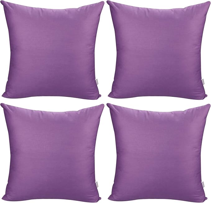 Thmyo 4-Pack 100% Cotton Comfortable Solid Decorative Throw Pillow Case, Square Cushion Cover Pillowcase Sublimation Blank Pillow Covers DIY Throw Pillowcase for Sofa(22x22 inch/ 55x55cm,Purple)