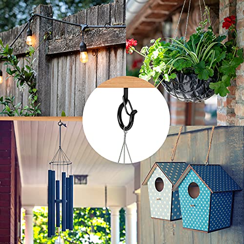 FSAH 36 PCS Q-Hanger Hooks with Safety Buckle, Windproof Screw Hooks for Outdoor String Lights Hanging Christmas Lights, Plants, with 1 Wing Nut Driver - color: Black, size: 36 Pcs