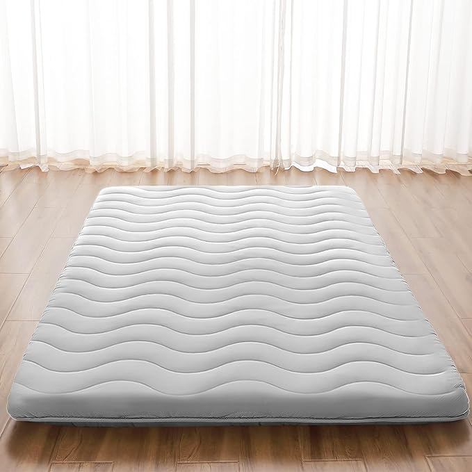 Japanese Floor Mattress, 100% High Density Comfortable Foam, 3.5" Thicken Grey Foldable Mattress Tatami Mat Sleeping Pad, Ideal for Comfort and Support, Kids Floor Lounger Pillow Bed Sofa (Queen）