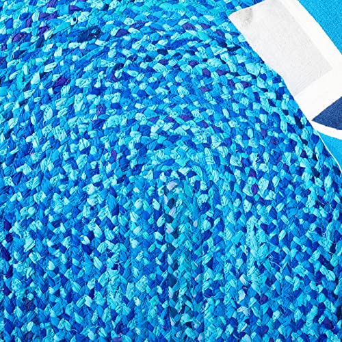 SAFAVIEH Braided Collection Area Rug - 3' x 5' Oval, Turquoise, Handmade Country Farmhouse Reversible Cotton, Ideal for High Traffic Areas in Living Room, Bedroom (BRD452K) - color: Turquoise, size: 3' x 5' (Oval)