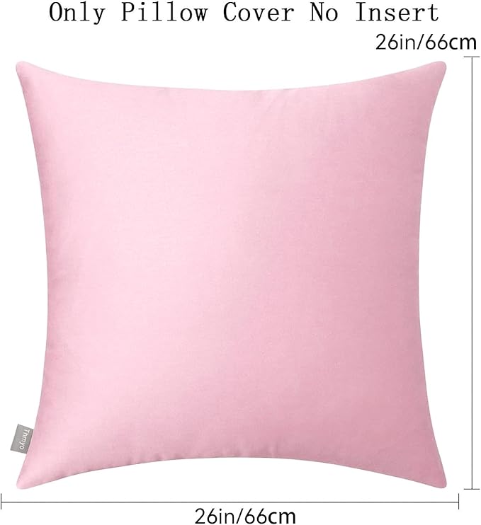 Thmyo 4-Pack 100% Cotton Comfortable Solid Decorative Throw Pillow Case Square Cushion Cover Pillowcases Blank Pillow Covers Valentines Day DIY Throw Pillowcase for Sofa Bed(26x26inch/66x66cm,Pink)