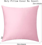 Thmyo 4-Pack 100% Cotton Comfortable Solid Decorative Throw Pillow Case Square Cushion Cover Pillowcases Blank Pillow Covers Valentines Day DIY Throw Pillowcase for Sofa Bed(26x26inch/66x66cm,Pink)