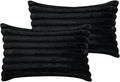 20" x 12" Black Throw Pillow Covers Pack of 2, Soft Fluffy Faux Fur Decorative Pillows for Couch, Bed Cover with Velvet Back for Living Room, Home Décor for Sofa (50cm x 30cm, No Inserts Included)