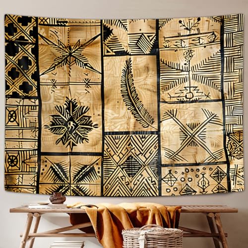 bzwcbei Polynesian Tapestry, Samoan Tapestry Aesthetics Wall Hanging for Bedroom, Tiki Traditional Pacific Island Tapa Tapestries Poster Blanket College Dorm Home Decor 60X40Inches - size: 60"L x 40"W