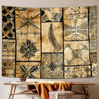 bzwcbei Polynesian Tapestry, Samoan Tapestry Aesthetics Wall Hanging for Bedroom, Tiki Traditional Pacific Island Tapa Tapestries Poster Blanket College Dorm Home Decor 60X40Inches - size: 60"L x 40"W