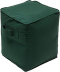 QILLOWAY Indoor/Outdoor Inflatable Stool, Ottoman Pouf Cube 16",All Weather Foot Rest for Camping or Home (Mallard/Forest Green)