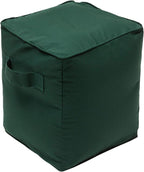 QILLOWAY Indoor/Outdoor Inflatable Stool, Ottoman Pouf Cube 16",All Weather Foot Rest for Camping or Home (Mallard/Forest Green)
