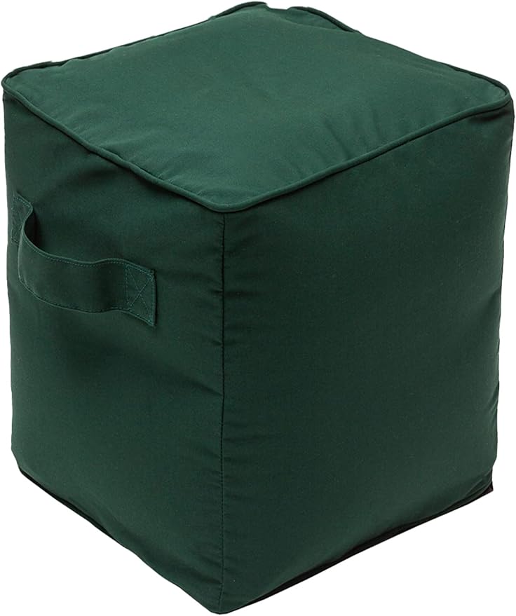 QILLOWAY Indoor/Outdoor Inflatable Stool, Ottoman Pouf Cube 16",All Weather Foot Rest for Camping or Home (Mallard/Forest Green)