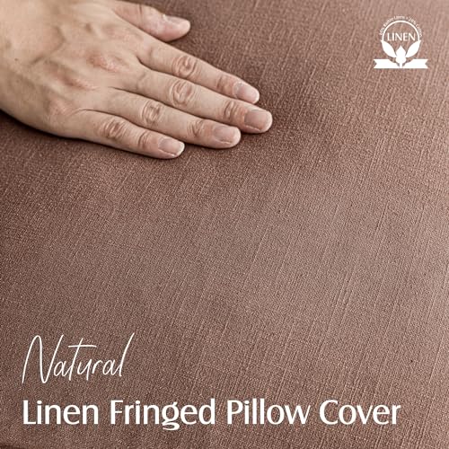 Foindtower Decorative Linen Fringe Throw Pillow Covers Cozy Boho Farmhouse Cushion Cover with Tassels Soft Accent Pillowcase for Chair Sofa Bed Living Room Home Decor, 16×16 Inch, 1PC, Rust - color: Rust, size: 16" x 16" (Pack of 1)