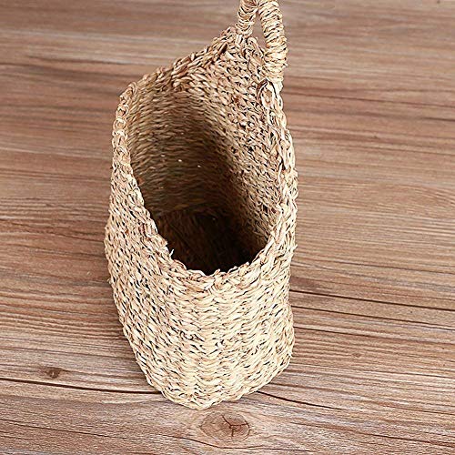 Seagrass Wicker Storage Basket with Handle - Semi-Circular Willow Woven Hanging Basket for Home, Garden, Wedding Wall Decor