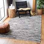 SAFAVIEH Rag Rug Collection Accent Rug - 3' x 5', Black & Multi, Handmade Boho Stripe Cotton, Ideal for High Traffic Areas in Entryway, Living Room, Bedroom (RAR129Q) - color: Black/Multi, size: 3' x 5' (Rectangular)