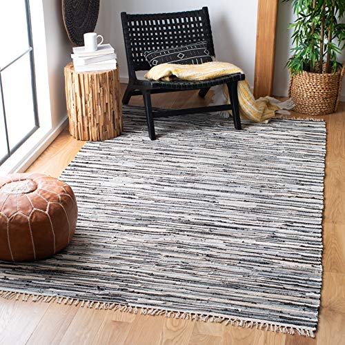 SAFAVIEH Rag Rug Collection Accent Rug - 3' x 5', Black & Multi, Handmade Boho Stripe Cotton, Ideal for High Traffic Areas in Entryway, Living Room, Bedroom (RAR129Q) - color: Black/Multi, size: 3' x 5' (Rectangular)