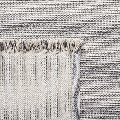 SAFAVIEH Augustine Collection Runner Rug - 2' x 9', Ivory & Dark Grey, Cotton Stripe Fringe Design, Non-Shedding & Easy Care, Ideal for High Traffic Areas in Living Room, Bedroom (AGT501G) - color: Ivory/Dark Grey, size: 2' x 9' (Runner)