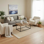 4' x 6' Jute & Wool Area Rug, Handwoven Mini Check with 4-Inch Border – Natural Farmhouse Living Room, Dining & Bedroom Rug, Neutral Flatweave Indoor Décor (4' x 6')