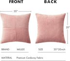 MIULEE Blush Pink Decorative Throw Pillow Covers 20x20 Inch for Couch Bed Sofa Valentines Day Pack of 2 Boho Farmhouse Throw Pillows Soft Cross Corduroy Patchwork Textured Cushion Cases