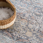 Bloom Rugs Caria Washable Non-Slip 7 ft Runner - Ocean Blue/Brick Traditional Runner for Entryway, Hallway, Bathroom, and Kitchen - Exact Size: 2'6" x 7' - color: Ocean Blue / Brick, size: 2'6" x 7' (Runner)