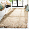 SAFAVIEH Natural Fiber Collection Accent Rug - 4' x 6', Bleach & Natural, Handmade Chevron Fringe Jute, Ideal for High Traffic Areas in Entryway, Living Room, Bedroom (NF458A) - size: 4' x 6' (Rectangular)