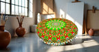 Large Round seat Floor Cushion Chair Ottoman Cover Pouf Pillow Meditation Floor Cushions for Adults Seating pouffe Ottoman Throw Covers Craft Room Furniture for Sitting Cover 22 Inches (Green Red)