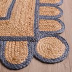 SAFAVIEH Area Rug 8x10 - Natural Fiber Collection - Large - Natural & Blue, Handmade Jute, Ideal for Living Room, Bedroom, Dining Space (NFB125M) - color: Natural/Blue, size: 8' x 10' (Rectangular)