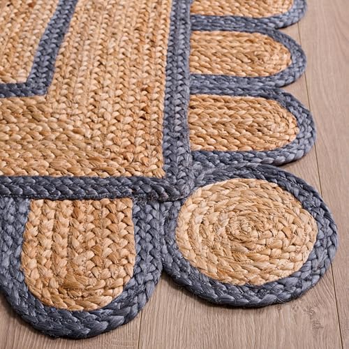 SAFAVIEH Area Rug 8x10 - Natural Fiber Collection - Large - Natural & Blue, Handmade Jute, Ideal for Living Room, Bedroom, Dining Space (NFB125M) - color: Natural/Blue, size: 8' x 10' (Rectangular)