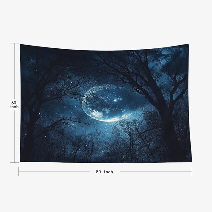 EMMTEEY Forest Tapestry Starry Sky Night Forest 80X60 Inch Large Tapestry Wall Art Hanging Tapetries for Bedroom Living Room Dorm Décor