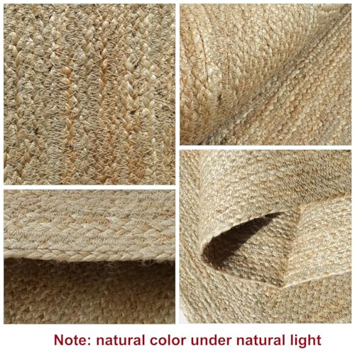 Shatex White Round Rug 4 Feet, Hand Braided Textured Jute Rug Rustic Style for Home Decor, Bedroom, Living Room, 100% Natural Jute Fiber, Off-White - color: Off-white, size: 4' (Round)