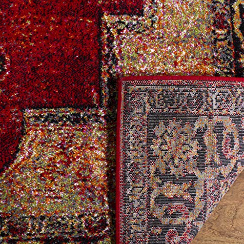 SAFAVIEH Vintage Hamadan Collection Area Rug - 6'7" x 9', Red & Multi, Oriental Traditional Persian Design, Non-Shedding & Easy Care, Ideal for High Traffic Areas in Living Room, Bedroom (VTH219A)