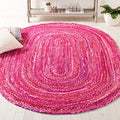 SAFAVIEH Braided Collection Area Rug - 3' x 5' Oval, Pink & Fuchsia, Handmade Country Farmhouse Reversible Cotton, Ideal for High Traffic Areas in Living Room, Bedroom (BRD452U) - color: Pink/Fuchsia, size: 3' x 5' (Oval)