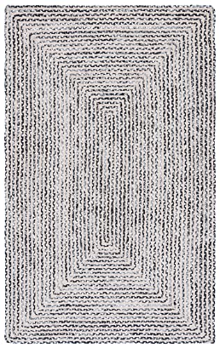 SAFAVIEH Braided Collection Area Rug - 5' x 8', Black & Navy, Handmade Farmhouse Cotton, Ideal for High Traffic Areas in Living Room, Bedroom (BRD260N) - color: Black/Navy, size: 5' x 8' (Rectangular)