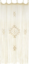 IOWER Macrame Curtain Handmade Ivory 35" W x 74" L, Boho Curtains for Bedroom, Living Room, Doorway, Wedding Backdrop, Macrame Wall Hanging, Apartment, Closet, Arch