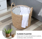 Zerodeko Flower Vase Seagrass Planter Basket Straw Plant Baskets Woven Basket Flower Plant Pot Wicker Plant Containers with Plastic Liner for Indoor Plants Laundry Room 25cm Grocery Basket