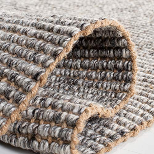 SAFAVIEH Natural Fiber Collection Accent Rug - 2' x 3', Grey & Natural, Handmade Woven Fringe Jute, Ideal for High Traffic Areas in Entryway, Living Room, Bedroom (NF826F) - color: Grey/Natural, size: 2' x 3' (Rectangular)