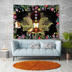 Ine Ive African Chakra Tapestry African American Woman Zen Meditation Tapestries 40x30 Inch Starry Sky Flower Garden Inspirational Afro Yoga Wall Art for Bedroom Dorm Decor - size: 40"L x 30"W