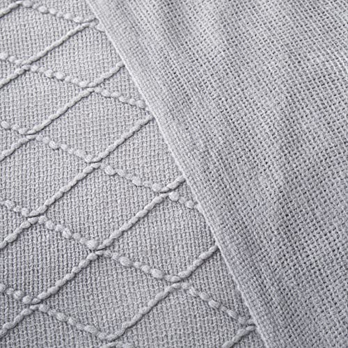 Acrylic Knitted Throw Blanket, Lightweight and Soft Cozy Decorative Woven Blanket with Tassels for Couch, Bed, Sofa, Travel, Suitable for All Seasons, 50 x 60 Inches, Grey - color: Grey