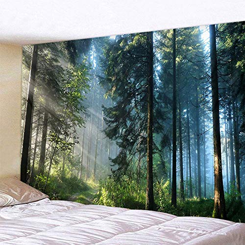 Llamazing Forest Tapestry Home Decor Landscape Living Room Bedroom Decoration Magic Tapestry Curtain (Morning Forest, 78''L×60''W) - color: Morning Forest, size: 78"L x 60"W