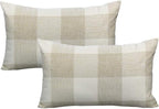 VAKADO 12x20 Inch Farmhouse Throw Pillow Covers Beige White Buffalo Plaids Decorative Farm Retro Checkers Linen Lumbar Cushions Home Decor for Sofa Couch Set of 2
