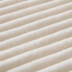 MIULEE Fleece Blanket Queen Size 90"x90" 300GSM Super Soft Lightweight Plush Striped Blanket, Cream White Warm Cozy Breathable Ribbed Full Size Throw for Bed/Sofa/Couch
