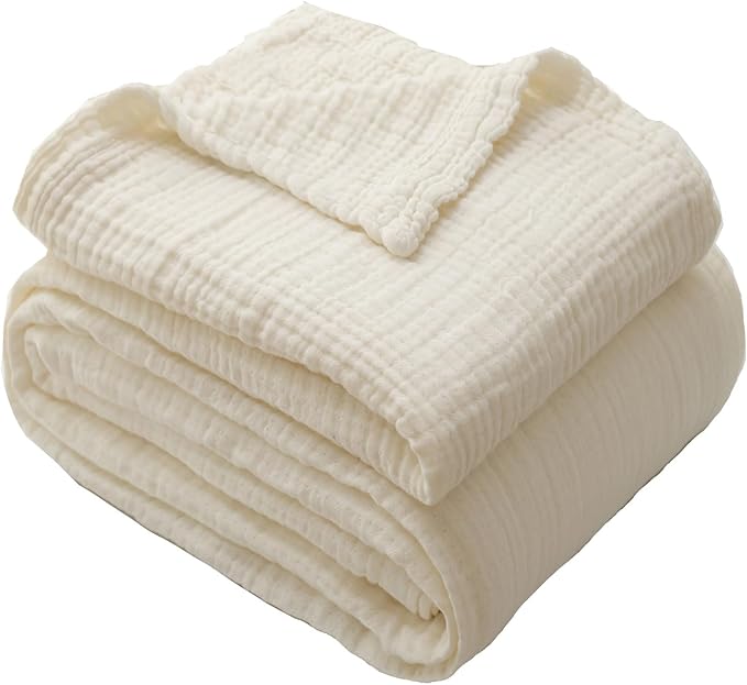 Throw Blanket for Bed 100% Cotton Ultra Soft Rustic Quilt Farmhouse Decor Fall Bed Blankets,80"×90" All Season Rustic Large Throw for Sofa Couch Chair